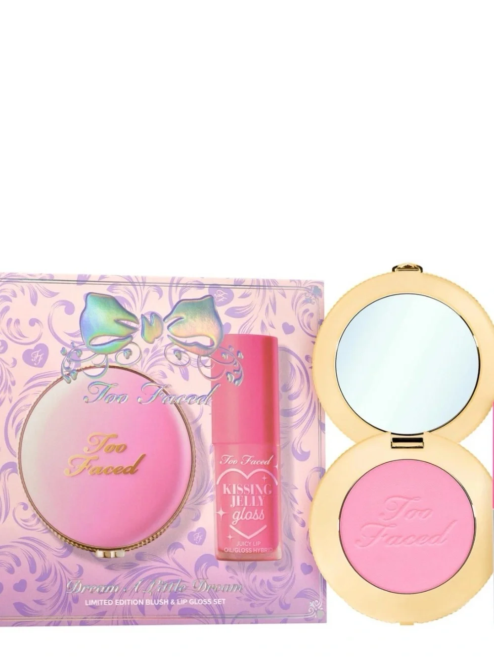 Too Faced Pink Blush & Juicy Pink Kissing Jelly Gloss Set